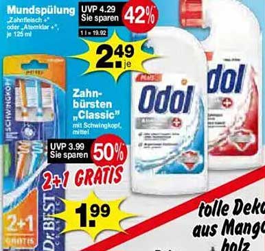 Mundspülung und Zahnbürsten im Krümet Sonderposten-Prospekt