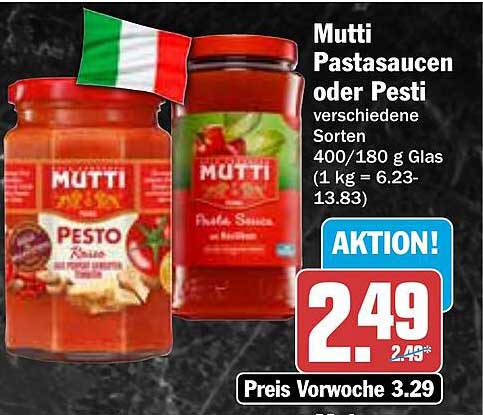 Mutti Pastasaucen oder Pesti - verschiedene Sorten
