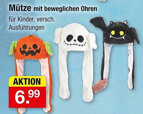 Mütze mit beweglichen Ohren für Kinder, versch. Ausführungen