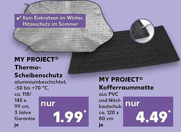 MY PROJECT® Thermo-Scheiben-schutz und MY PROJECT® Kofferraummatte