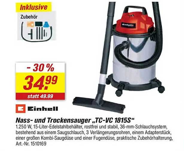Nass- und Trockensauger „TC-VC 1815S“ mit 30 % Rabatt
