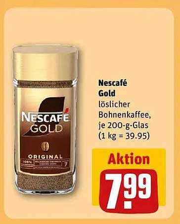 Nescafé Gold löslicher Bohnenkaffee, je 200-g-Glas