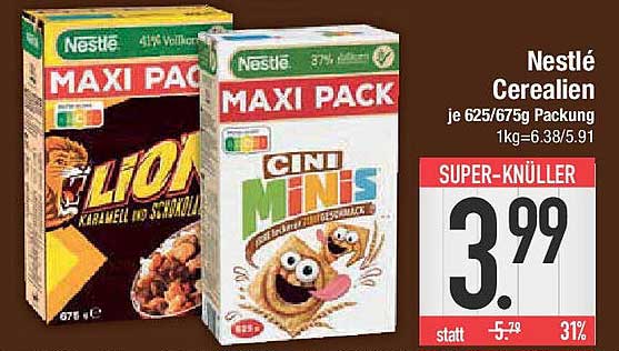 Nestlé Cerealien MAXI PACK (CINI MINIS und LION) 625/675g