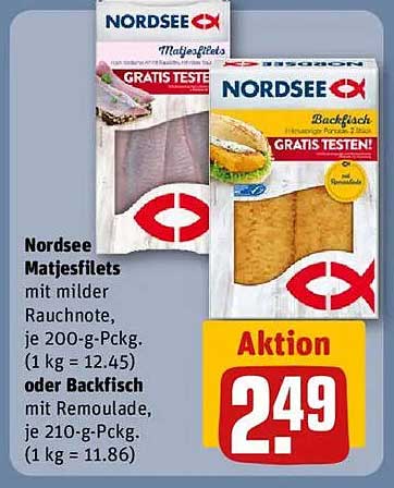 Nordsee Matjesfilets oder Backfisch - Aktion zum Probieren!