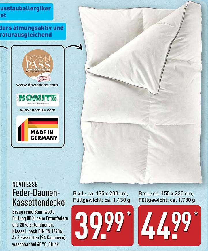 NOVITESSE Feder-Daunenkassettendecke