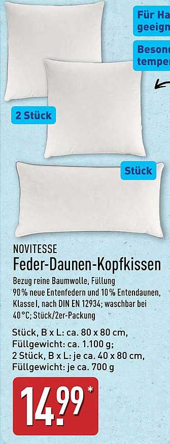 NOVITRESSE Feder-Daunen-Kopfkissen 2 Stück