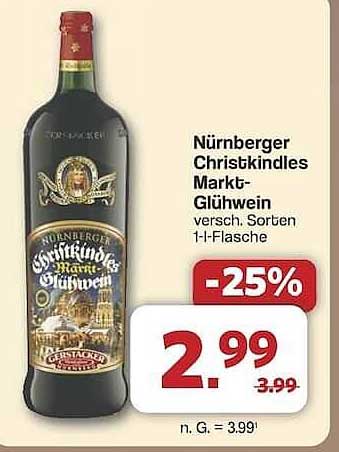 Nürnberger Christkindles Markt-Glühwein verschiedene Sorten 1-l-Flasche