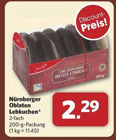 Nürnberger Oblaten Lebkuchen 2-fach 200-g-Packung