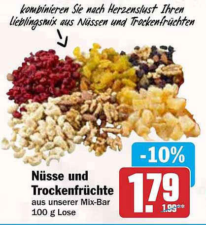 Nüsse und Trockenfrüchte aus unserer Mix-Bar 100 g Lose