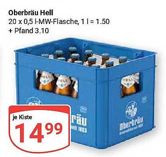Oberbräu Hell - Kiste mit 20 x 0,5 l Flaschen