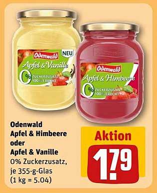 Odenwald Apfel & Himbeere oder Apfel & Vanille 0% Zuckerzusatz