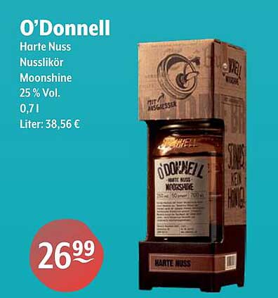 O'Donnell Harte Nuss Nusslikör Moonshine 0,7l 25% Vol.