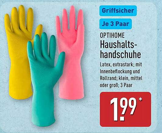 OPTITHOME Haushalts-Handschuhe 3 Paar
