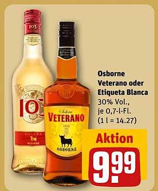 Osborne Veterano oder Etiqueta Blanca - 0,7 l für nur 9,99 €