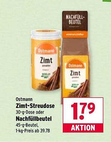 Ostmann Zimt-Streudose oder Nachfüllbeutel 30-g oder 45-g