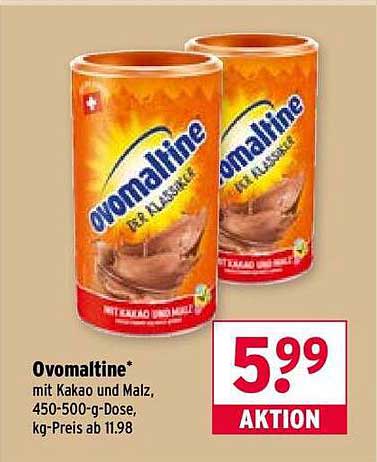 Ovomaltine* mit Kakao und Malz, 450-500-g-Dose