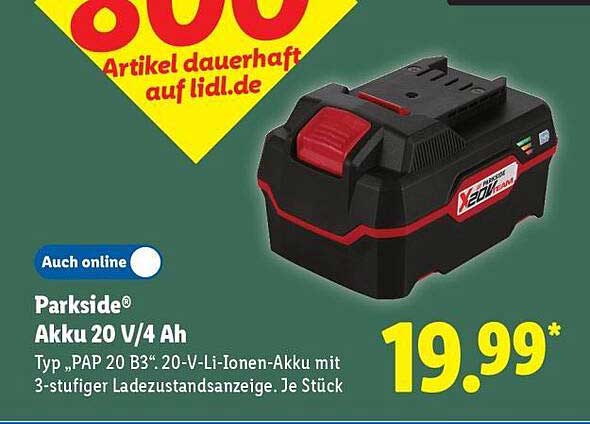 Parkside Akku 20 V/4 Ah