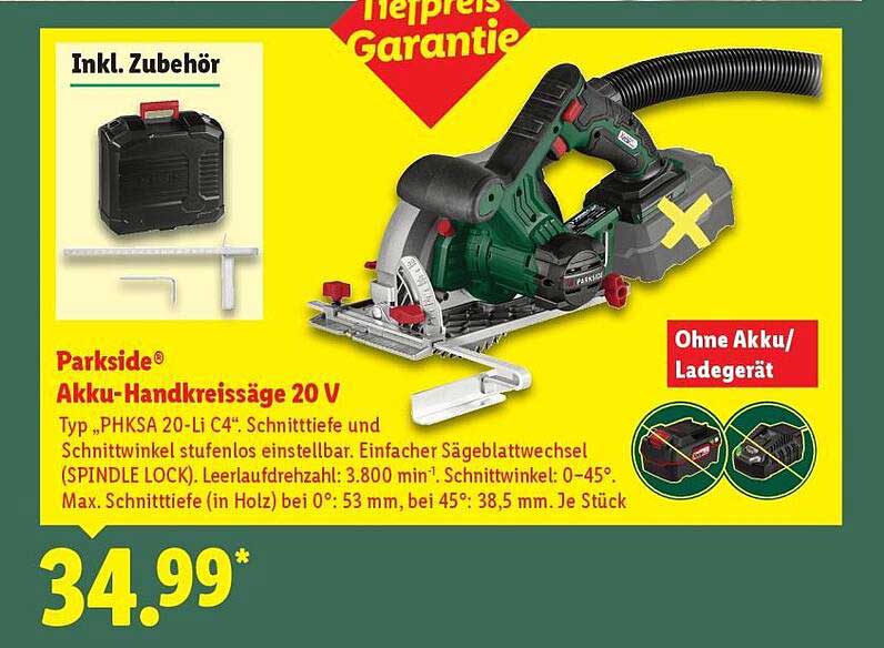 Parkside® Akku-Handkreissäge 20 V