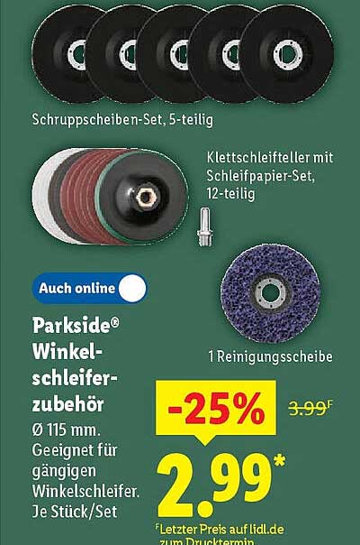 Parkside® Winkelschleifer-Zubehör Ø 115 mm, 25% reduziert