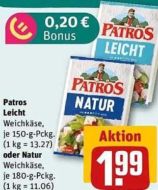 Patros Leicht oder Patros Natur Weichkäse