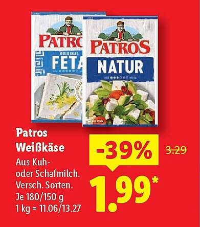 Patros Weißkäse - Original Feta und Natur