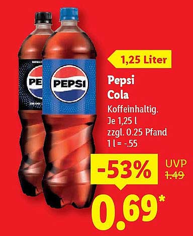 Pepsi Cola 1,25 Liter - Erfrischender Genuss zum Sparpreis