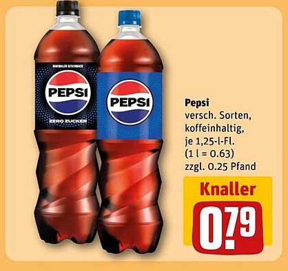 Pepsi - verschiedene Sorten, koffeinhaltig, je 1,25 l-Fl.