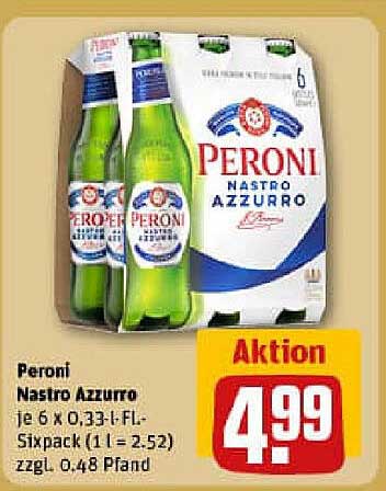 Peroni Nastro Azzurro - 6x 0,33 l Flaschen Sixpack