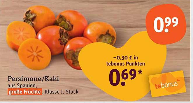 Persimone/Kaki aus Spanien, große Früchte, Klasse I, Stück
