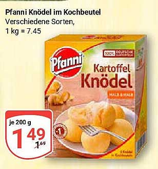 Pfanni Knödel im Kochbeutel - verschiedene Sorten