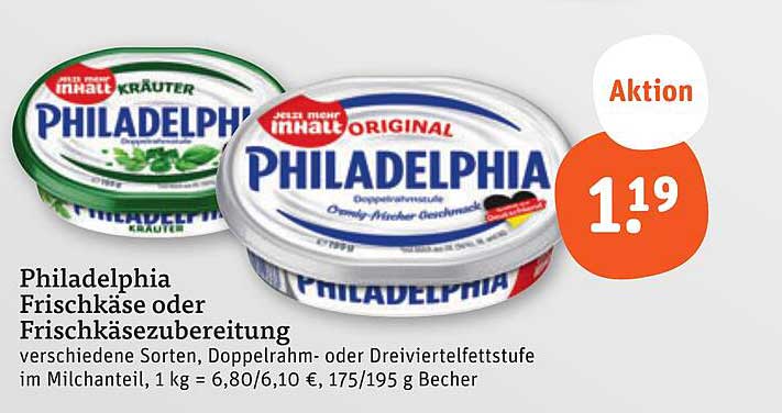 Philadelphia Frischkäse oder Frischkäsezubereitung - verschiedene Sorten