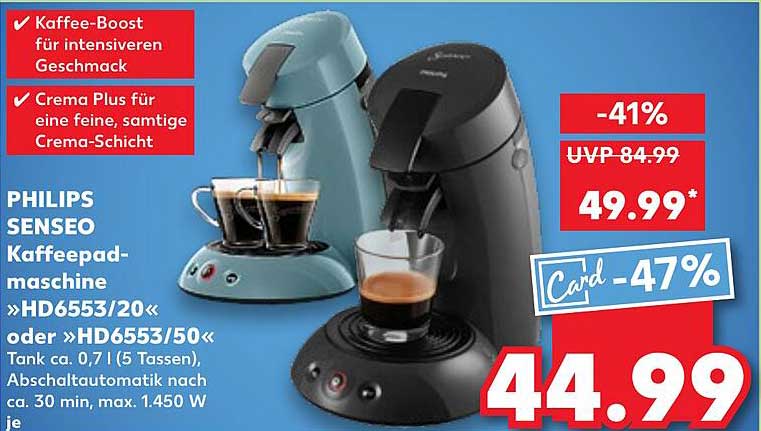 PHILIPS SENSEO Kaffepadmaschine »HD6553/20« oder »HD6553/50«