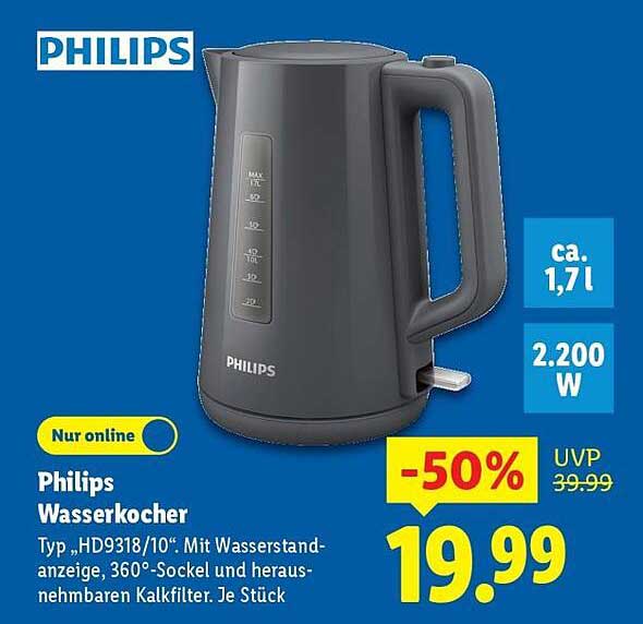 Philips Wasserkocher Typ „HD9318/10“ mit Wasserstandanzeige