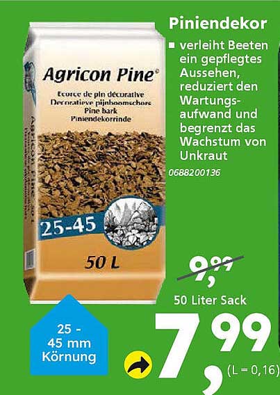 Piniendekoren von Agricon Pine - 50 Liter Sack für nur 7,99 €