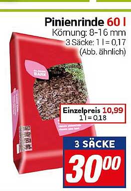 Pinienrinde 60 l - 3 Säcke für nur 30,00 €
