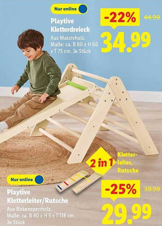 Playtive Kletterdreieck und Kletterleiter/Rutsche