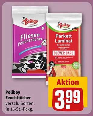 Poliboy Feuchttücher - verschiedene Sorten, je 15-St.-Pck.