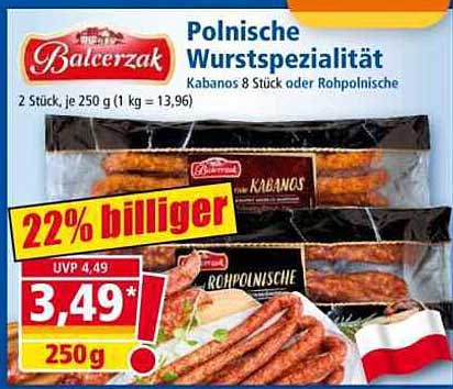Polnische Wurtspezialität - Kabanos 8 Stück oder Rohpolnische