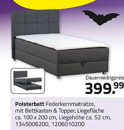 Polsterbett Federkernmatratze, mit Bettkasten & Topper, Liegefläche ca. 100 x 200 cm