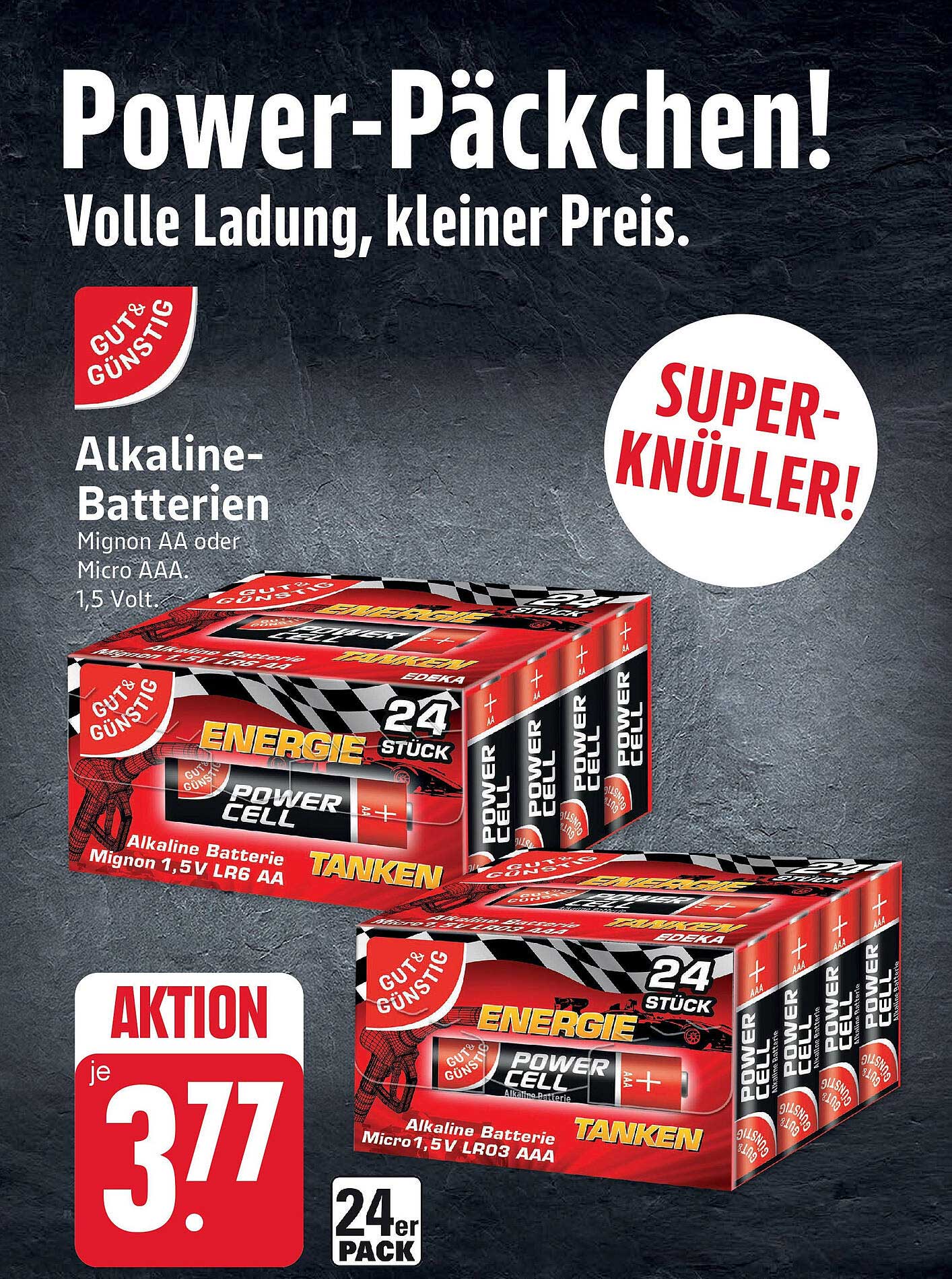 Power-Päckchen! Alkaline-Batterien Mignon AA oder Micro AAA, 1,5 Volt