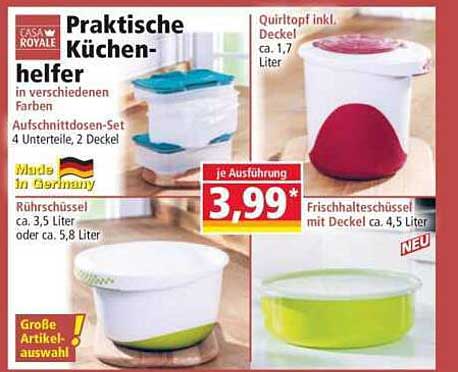 Praktische Küchenhelfer in verschiedenen Farben