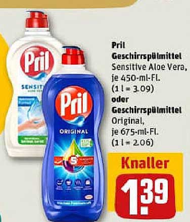 Pril Geschirrspülmittel Sensitive Aloe Vera oder Original