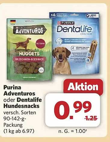 Purina Adventuros oder Dentalife Hundesnacks 90-142 g
