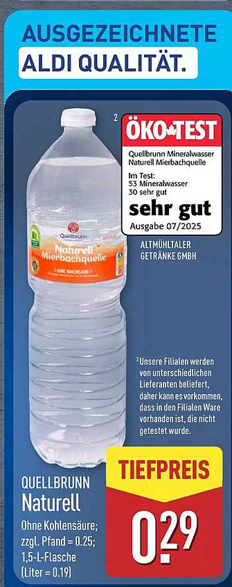 Quellbrunn Mineralwasser Naturrein Mierbachquelle 1,5-Liter-Flasche