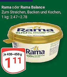Rama oder Rama Balance - 100% natürliche Zutaten