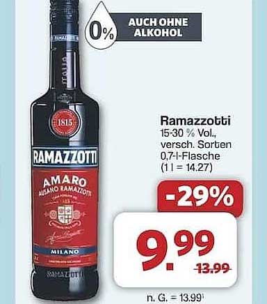Ramazzotti Amaro, 0,7 l Flasche