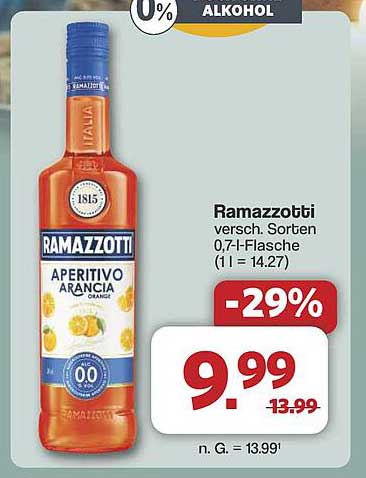 Ramazzotti Aperitivo Arancia 0,7 l - Jetzt zum Sonderpreis!