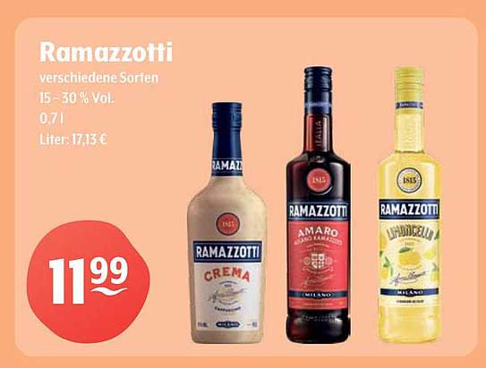 Ramazzotti verschiedene Sorten 0,7 l