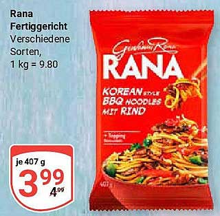 Rana Fertiggericht Korean Style BBQ Noodles mit Rind