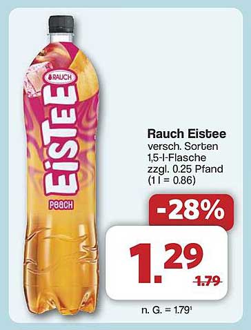 Rauch Eistee versch. Sorten 1,5-l-Flasche zzgl. 0.25 Pfand